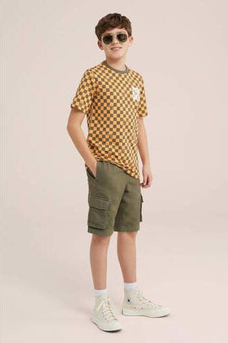 WE Fashion T-shirt met all over print lichtoranje Jongens Katoen Ronde hals 134 140 - Foto 2