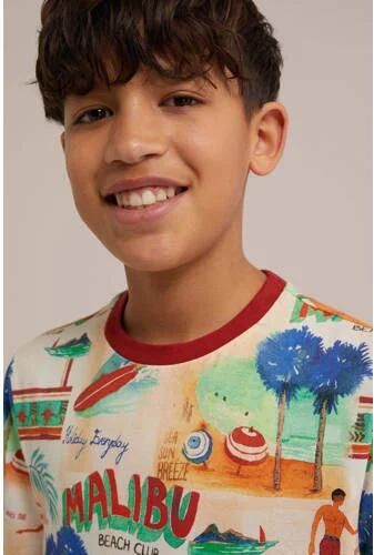 WE Fashion T-shirt met all over print multi Jongens Katoen Ronde hals All over print 122 128 - Foto 2