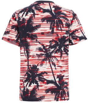 WE Fashion T-shirt met all over print rood zwart wit Multi Jongens Katoen Ronde hals 110 116