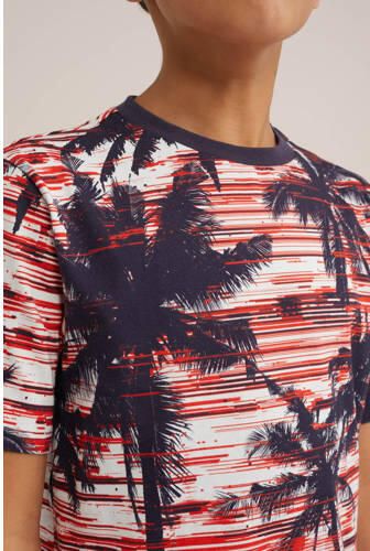 WE Fashion T-shirt met all over print rood zwart wit Multi Jongens Katoen Ronde hals 110 116 - Foto 2