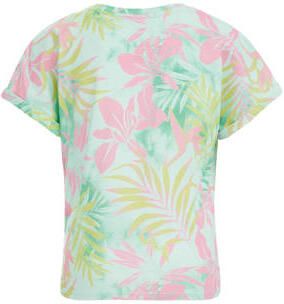 WE Fashion T-shirt met all over print wit groen roze Meisjes Katoen Ronde hals 122 128