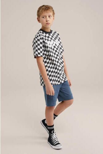 WE Fashion T-shirt met all over print zwart wit Jongens Katoen Ronde hals 110 116 - Foto 3