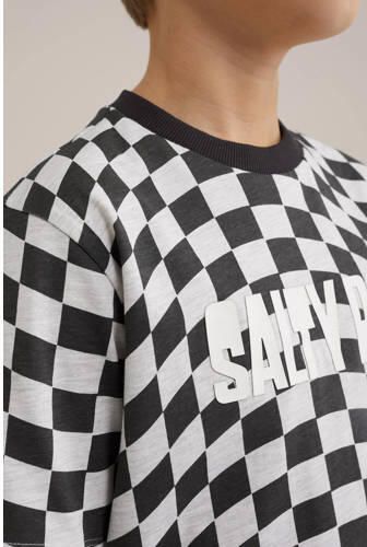 WE Fashion T-shirt met all over print zwart wit Jongens Katoen Ronde hals 110 116 - Foto 2