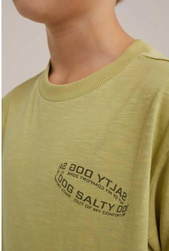 WE Fashion T-shirt met backprint groen Jongens Katoen Ronde hals Backprint 110 116 - Foto 2