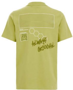 WE Fashion T-shirt met backprint olijfgroen Jongens Katoen Ronde hals Backprint 110 116