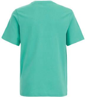 WE Fashion T-shirt met backprint zeegroen Jongens Katoen Ronde hals Backprint 134 140