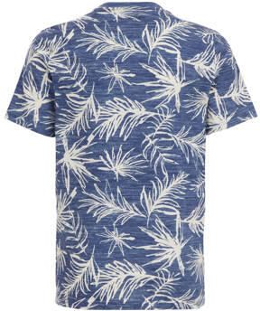 WE Fashion T-shirt met bladprint blauw Jongens Katoen Ronde hals Blad 110 116