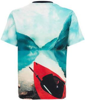 WE Fashion T-shirt met grafische print blauw rood zwart Multi Jongens Katoen Ronde hals 110 116