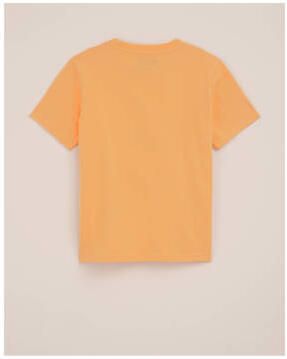WE Fashion T-shirt met printopdruk abrikoos Geel Jongens Katoen Ronde hals 122 128 - Foto 3