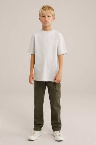 WE Fashion T-shirt met printopdruk beige Jongens Katoen Ronde hals Printopdruk 158 164 - Foto 2