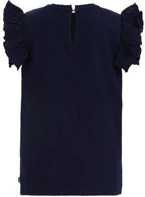WE Fashion T-shirt met printopdruk donkerblauw Meisjes Katoen Ronde hals 122 128