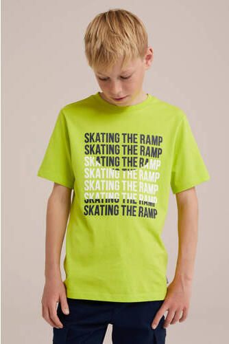 WE Fashion T-shirt met printopdruk high-rise Groen Jongens Katoen Ronde hals 158 164 - Foto 2
