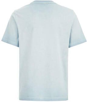 WE Fashion T-shirt met printopdruk lichtblauw Jongens Katoen Ronde hals 110 116