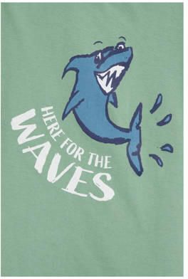 WE Fashion T-shirt met printopdruk lichtgroen Jongens Katoen Ronde hals 110 116