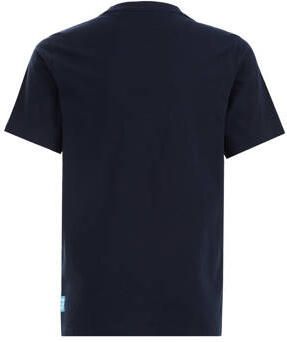 WE Fashion T-shirt met printopdruk navy Blauw Jongens Katoen Ronde hals 110 116