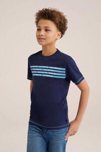 WE Fashion T-shirt met printopdruk set van 2 blauw turquoise Jongens Katoen Ronde hals 110 116 - Foto 2