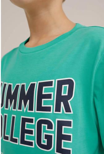 WE Fashion T-shirt met printopdruk simply green Groen Jongens Katoen Ronde hals 146 152 - Foto 2