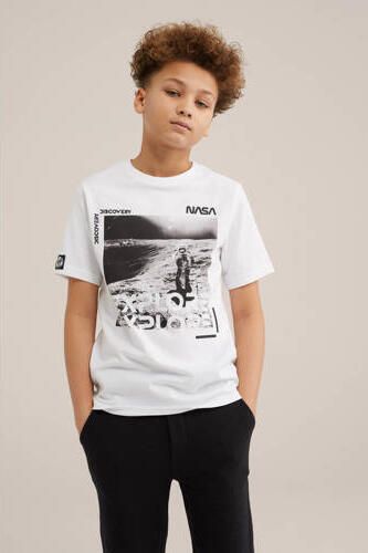 WE Fashion T-shirt met printopdruk Wit Jongens Katoen Ronde hals Printopdruk 134 140 - Foto 2