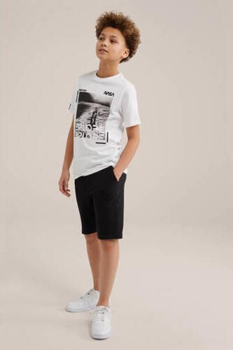 WE Fashion T-shirt met printopdruk Wit Jongens Katoen Ronde hals Printopdruk 134 140 - Foto 3