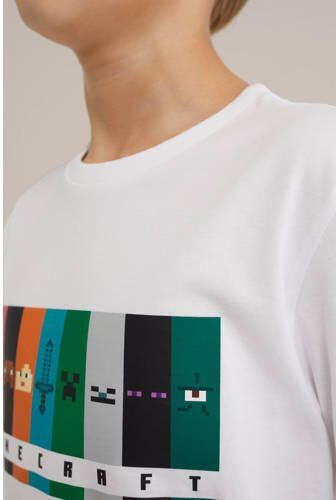 WE Fashion T-shirt met printopdruk wit Jongens Katoen Ronde hals Printopdruk 134 140 - Foto 2