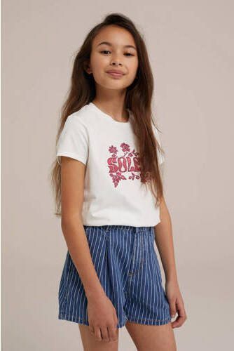 WE Fashion T-shirt met printopdruk Wit Meisjes Katoen Ronde hals Printopdruk 146 152 - Foto 2