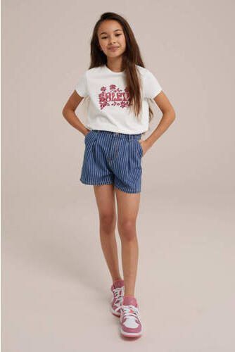 WE Fashion T-shirt met printopdruk Wit Meisjes Katoen Ronde hals Printopdruk 146 152 - Foto 3