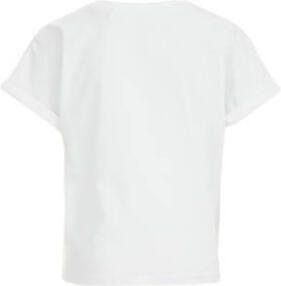 WE Fashion T-shirt met printopdruk wit Meisjes Katoen Ronde hals Printopdruk 158 164