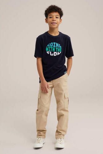 WE Fashion T-shirt met printopdruk zwart blauw groen Jongens Katoen Ronde hals 110 116 - Foto 3
