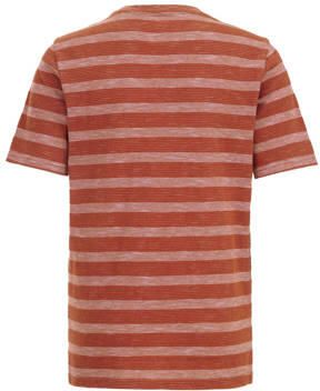 WE Fashion t-shirt met streep bruin Jongens Biologisch katoen Ronde hals 98 104