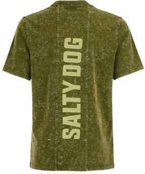WE Fashion T-shirt met tekst groen Jongens Katoen Ronde hals Tekst 110 116 - Foto 3