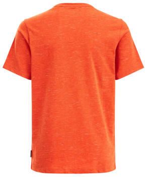 WE Fashion T-shirt met tekst rood Jongens Katoen Ronde hals Tekst 110 116