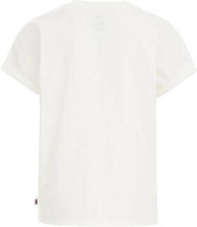 WE Fashion T-shirt met tekst wit Meisjes Stretchkatoen Ronde hals Tekst 110 116