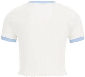 WE Fashion T-shirt met tekst wit blauw Meisjes Stretchkatoen Ronde hals 134 140 - Foto 3