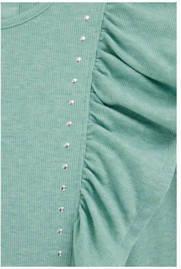 WE Fashion T-shirt mintgroen Ecru Meisjes Polyester Ronde hals Effen 170 176
