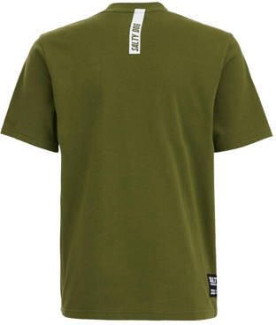 WE Fashion T-shirt mosgroen Jongens Katoen Ronde hals Effen 146 152