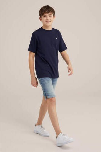 WE Fashion T-shirt navy Blauw Jongens Katoen Ronde hals Effen 158 164 - Foto 5