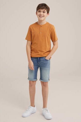 WE Fashion T-shirt oranje Jongens Katoen Ronde hals Effen 110 116 - Foto 3