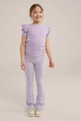 WE Fashion T-shirt paars Meisjes Stretchkatoen Ronde hals Effen 110 116 - Foto 3