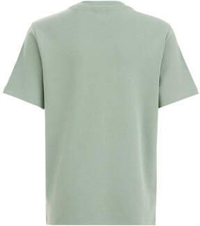 WE Fashion T-shirt pistache Groen Jongens Katoen Ronde hals Effen 110 116