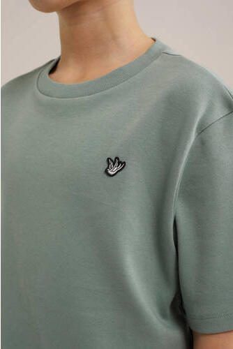 WE Fashion T-shirt pistache Groen Jongens Katoen Ronde hals Effen 110 116 - Foto 2