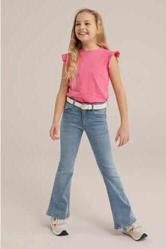 WE Fashion T-shirt roze Meisjes Katoen Ronde hals Effen 110 116