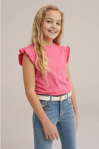 WE Fashion T-shirt roze Meisjes Katoen Ronde hals Effen 110 116 - Foto 3