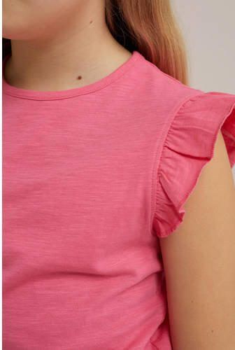 WE Fashion T-shirt roze Meisjes Katoen Ronde hals Effen 110 116 - Foto 2