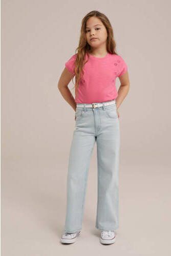 WE Fashion T-shirt roze Meisjes Stretchkatoen Ronde hals Effen 134 140 - Foto 2