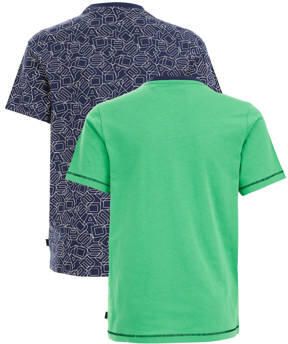 WE Fashion T-shirt set van 2 groen blauw Jongens Katoen Ronde hals Tekst 146 152
