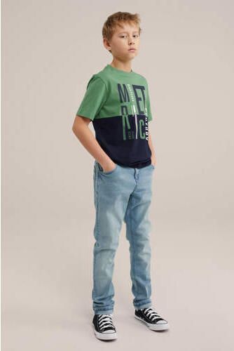 WE Fashion T-shirt set van 2 oranje groen Jongens Katoen Ronde hals Meerkleurig 134 140 - Foto 3