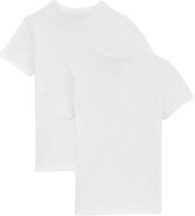 WE Fashion T-shirt set van 2 wit Jongens Stretchkatoen V-hals Effen 110 116 - Foto 3