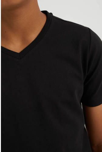 WE Fashion T-shirt set van 2 zwart Jongens Katoen V-hals Effen 110 116 - Foto 2