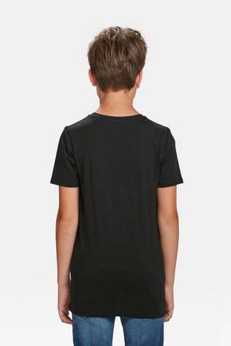 WE Fashion T-shirt set van 2 zwart Jongens Katoen V-hals Effen 110 116 - Foto 3