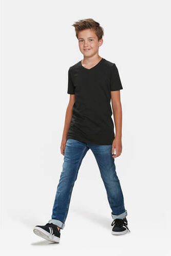 WE Fashion T-shirt set van 2 zwart Jongens Katoen V-hals Effen 110 116 - Foto 4